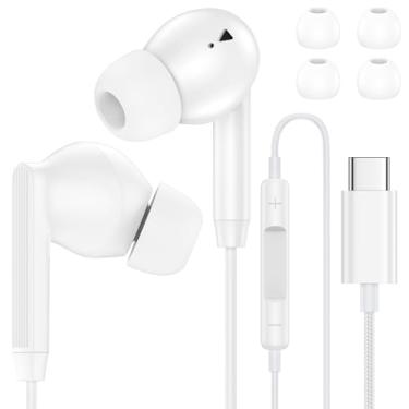 Imagem de Fones de ouvido USB C com fio para iPhone 17 17 Pro Max Plus Air 16 16e 15 Samsung fones de ouvido USB C com fio tipo C para Galaxy A16 5G A17 A26 A56 S25 Ultra S24 S23 com microfone