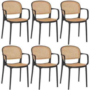 Imagem de Kit 6 Cadeiras de Jantar Roma Prática com Braços para Sala e Cozinha -