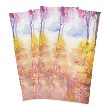 Imagem de xigua Conjunto de 6 panos de prato de cozinha com árvores de flores florescentes, macias e altamente absorventes de secagem rápida para limpeza de pratos e limpeza à mão, 71 x 45 cm