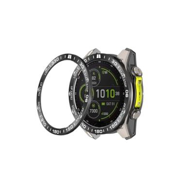 Imagem de Relógio bisel para Garmin tactix 8 47 mm AMOLED Display Premium Tactical GPS Smartwatch, capa adesiva polida de aço inoxidável WUNIAK anel protetor anti-arranhões (preto e branco)