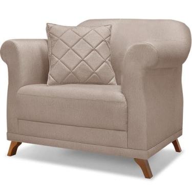 Imagem de Poltrona Decorativa Retro Polo Com Almofada Linho Areia Ezz Areia - MI