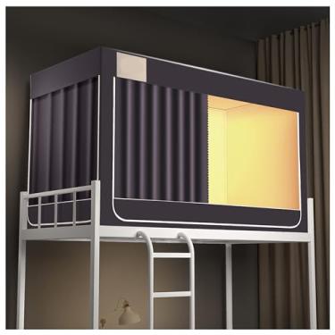 Imagem de Tenda de dossel para cama de 4 postes - cortina de beliche solteiro - dossel blackout de privacidade para dormitório - Cortinas elegantes para moldura de cama - Dossel de beliche com varões