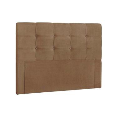 Imagem de Cabeceira Cama Box Estofada Casal Casal Clean Suede Marrom - Simbal