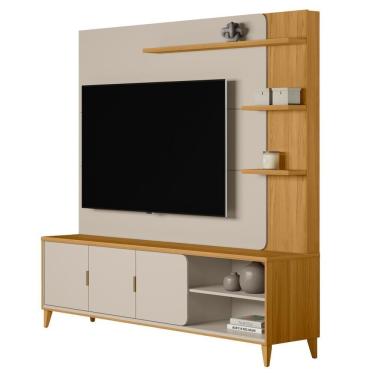 Imagem de Estante Painel Para Tv 70 Pol Pés Retrô 200cm Homero L05 Tauari Off White Fosco - Lyam Decor