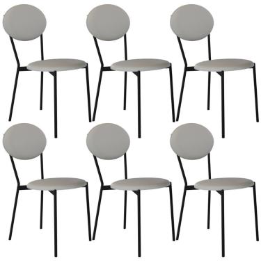 Imagem de Kit 06 Cadeiras Estofada Para Sala De Jantar Azuri Preto C01 Courino Off White - Lyam Decor
