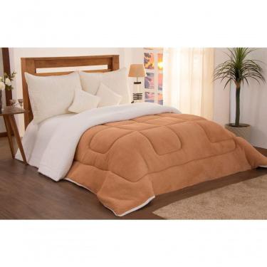 Imagem de Edredom Coberdrom Solteiro Sherpa Pele De Carneiro C/ Soft Caramelo