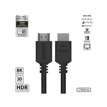 Imagem de Cabo Hdmi Ultra 2.1 28awg Puro Cobre 8k 1080- 144hz 2 Metros - Phm8k-2