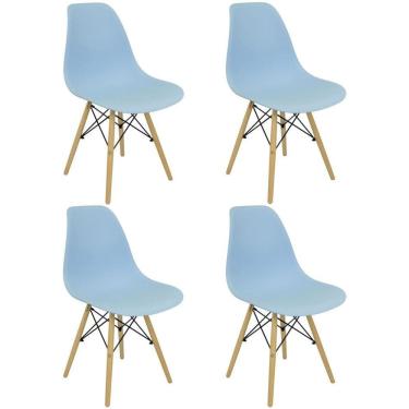 Imagem de Kit 4 Cadeiras Charles Eames Eiffel Wood Design - Azul Claro