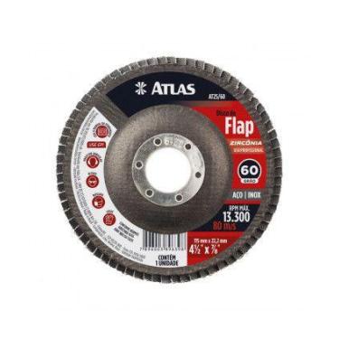 Imagem de Disco Abrasivo Flap Grão 60 de Zircônia 115mm - Atlas - AT25/60 - Unit