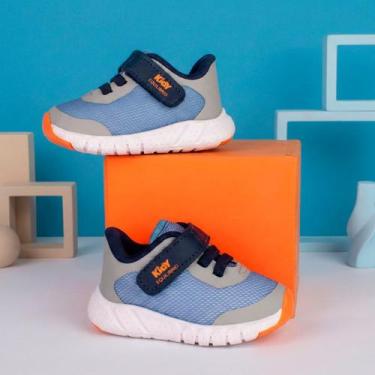 Imagem de Tênis Infantil Menino Kidy Equilibrio Cinza e Azul Stone Conforto e Se