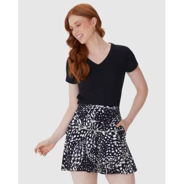 Imagem de Blusa Básica Feminina Decote V Em Algodão - Malwee, Preto, XGG