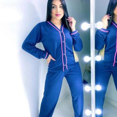 Imagem de Pijama Americano de Inverno Com Botão Confortável Blogueira - Like4you