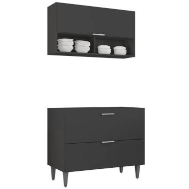 Imagem de Armário De Cozinha Cp01 Para Pia 100cm Pérola Z34 Preto - Mpozenato