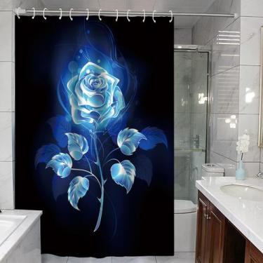 Imagem de Cortina de chuveiro azul Fantasy Rose impermeável de poliéster - yiwei