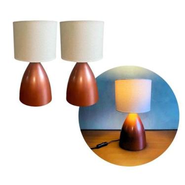 Imagem de Kit 2 Abajur luminaria de Mesa Bojudo Clássico de Cobre aluminio Com C