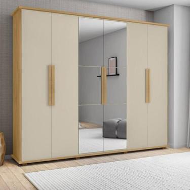 Imagem de Guarda-Roupa Casal com 6 Portas com Espelho e 4 Gavetas Internas com M
