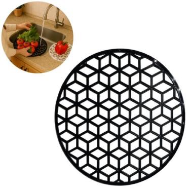 Imagem de Tapete redondo PVC antiderrapante para pia 29 cm - Equipe F, Preto