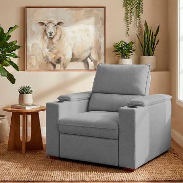 Imagem de Poltrona do Papai Reclinável Retrátil Liza Boucle Prata - Loja Sheep