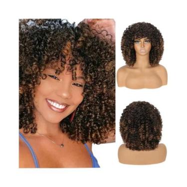Imagem de Peruca Afro Cacheada Loira Para Mulheres, Curta, Sintética, Resistente