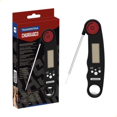 Imagem de Termômetro Digital Para Carnes Tramontina Com Visor e Haste Dobrável Em Inox 25318100