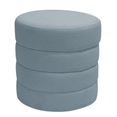 Imagem de Puff Decorativo Redondo Mid Bouclé Azul Claro - Nexta Casa