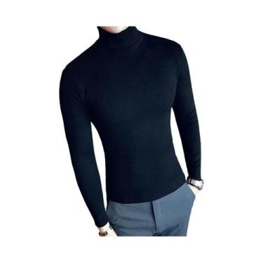 Imagem de Suéter Masculino Slim Fit De Gola Alta, Pulôver De Malha Quente Para O