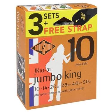 Imagem de Encordoamento Violão Aço Rotosound - Jumbo King Triple Packs - JK10 - .010/.050
