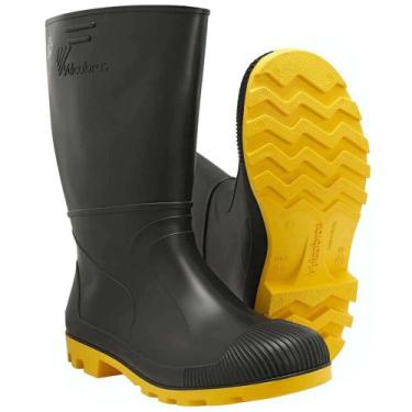 Imagem de Bota de PVC Preta e Amarela, Tamanho 42, Cano Curto, sem Forro, Cpcc30