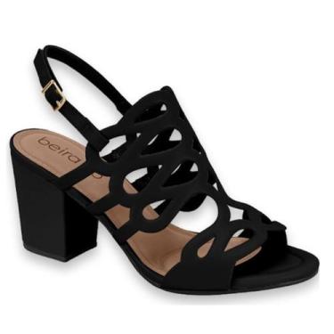 Imagem de Sandalia Feminina Salto Grosso Beira Rio Conforto 8280693 Cor:PretoTam