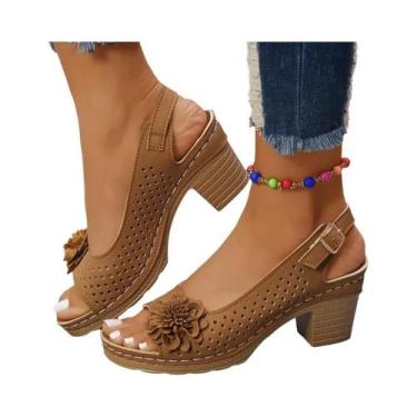 Imagem de Sandálias Femininas De Verão Retro Com Salto Alto, Respiráveis, Antide