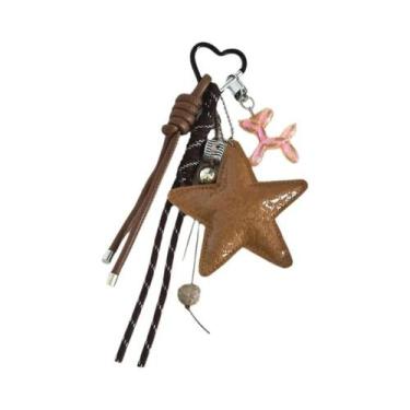 Imagem de Chaveiro De Couro PU Estrela-do-mar Fofa Com Corda Trançada, Charm Par