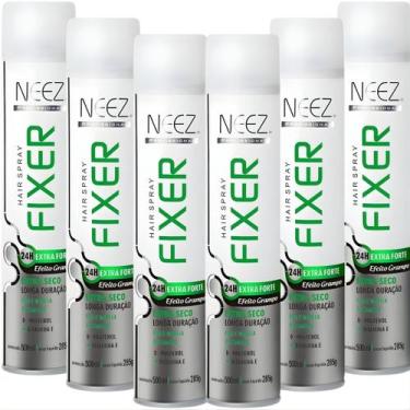 Imagem de Kit 6 Spray Fixador De Cabelo Profissional Neez Laque Extra Forte Efei