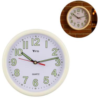 Imagem de Relógio De Parede Decorativo Luminoso Analógico 22cm Branco - Chinatow