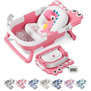 Imagem de Banheira dobrável para bebê TPN com almofada e termômetro