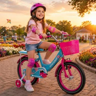 Imagem de Bicicleta Infantil Aro 16 Rosa Menina Com Rodas De Apoio - Pro Love