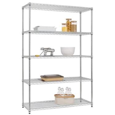 Imagem de Estante De Aço Cromado 5 Prateleiras 90x181x35 Rack Aramado - Uteall