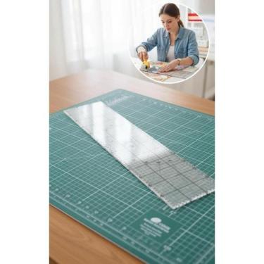 Imagem de Régua Patchwork 15x60cm Acrílica Corte Preciso Artesanato - Congratula