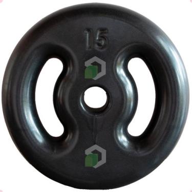 Imagem de Anilha Emborrachada 15 Kg - Preta - 2M FITNESS