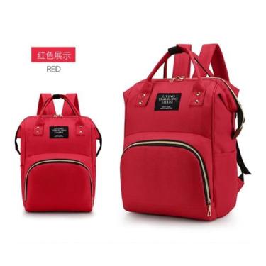Imagem de Mochila Bolsa Maternidade Impermeável Térmica - NB Vestuário, Vermelho