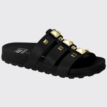 Imagem de Sandália Slide Feminina Flatform Papete Tiras Moleca 5436.431.9696, Pr