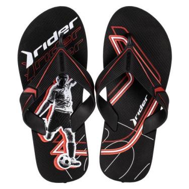 Imagem de Chinelo masculino dash rider 12471, Preto, Vermelho, 37/38