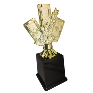 Imagem de Troféu Vitória 600021 Baralho 21cm em Polímero Metalizado Dourado e Preto para Premiação Esportiva