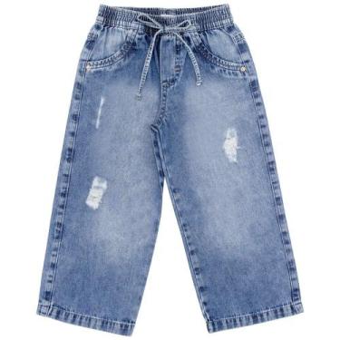 Imagem de Calça Infantil Look Jeans Wide Leg Jeans, Azul, 04