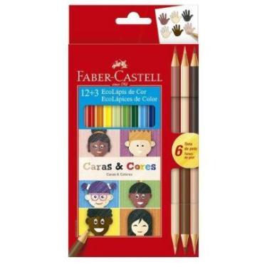 Imagem de Lápis de Cor Faber 12+3 Caras e Cores 120112CC - Faber-Castell