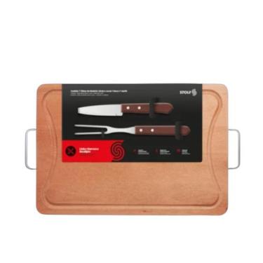 Imagem de Kit Completo de Churrasco Stolf com faca e garfo 40cm x 21cm