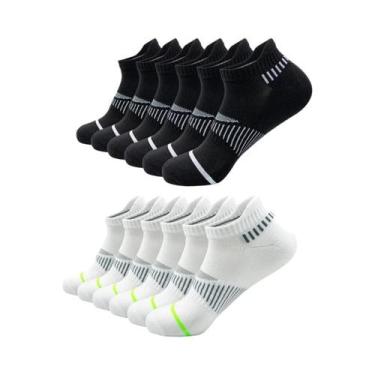 Imagem de Meias Brancas Clássicas Masculinas 6 a 12 Pares Respiráveis Antiderrap