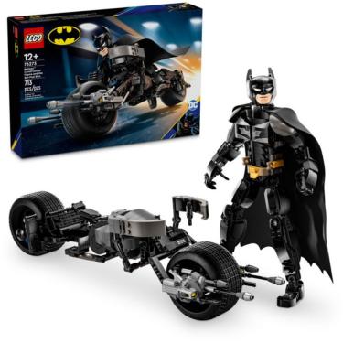 Imagem de Brinquedo de Construção 76273 Batman Articulado com Moto Bat-Pod e 2 Lançadores de Pinos Preto Lego