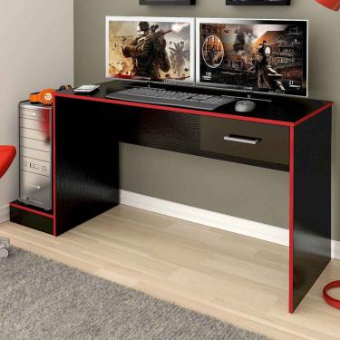 Imagem de Mesa Gamer Sirius 1 Gaveta Preto/Vermelho - Artely