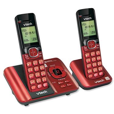 Imagem de VTech Sistema de atender telefone CS6529-26 DECT 6.0 com identificador de chamada/espera de chamadas, 2 aparelhos sem fio, vermelho