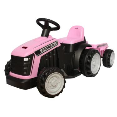 Imagem de Mini Trator Infantil Elétrico com Reboque Rosa, Importway